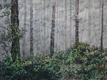 Misty Pines, Watercolor by Doug DeWolfe of New View