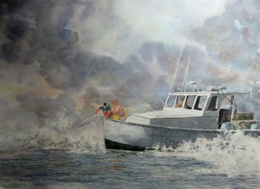 Lobster Boat, Watercolor by Doug DeWolfe of New View