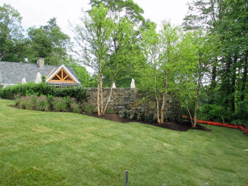 Stone Retaining Wall and Landscape Planting by New View