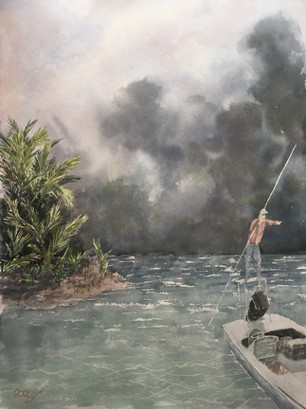 Flats Fishing Watercolor by Doug DeWolfe of New View