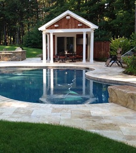 Pool, pool house, diving rock and bar- New View Inc.