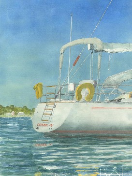 Camden Boat, Watercolor by Doug DeWolfe