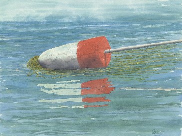 Camden Buoy, Watercolor by Doug DeWolfe