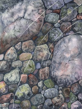 River Stone Pool, Watercolor by Doug DeWolfe of New View