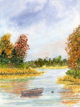 Fall Reservoir, Watercolor by Doug DeWolfe of New View